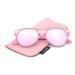 Newbee Fashion - Kids Fashion Sunglasses for Girls Boys Toddler Vintage Style Two Tone Clear Frame Color Strips & Temple with Flash Lenses Kids Sunglasses UV Protection, Pink