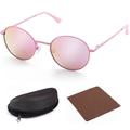 Round Sunglasses for Kids Girl Boy with Case, Pink Lens