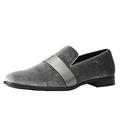 Amali Mens Velvet Slip On Designer Tuxedo Loafers Silver Size 12