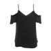 Calvin Klein Womens Black Off-The-Shoulder Faux-Pearl-Trim V-Neck Blouse S