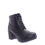 Block Heel Comb. Bootie - Chunky Mil. Chic Lace Up Ankle Boots (Women)