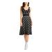 RACHEL ROY Womens Black Polka Dot Sleeveless Scoop Neck Below The Knee Sheath Wear To Work Dress Size M