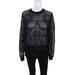 Tory Burch Womens Sequined Long Sleeve Lansing Sweater Black Wool Size Small