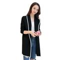 Turn Down Collar Open Stitch Cardigan Women Black Grey Red Long Jackets Long Sleeve Autumn Winter Coat Women Black XXL