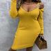 Women's Dresses Sexy Long Strapless Sling V-neck Metal Pendant Sexy Slim Dress Wool Knitted Dress Low Neck Sexy Dress