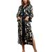Women Leopard Kimono Robe Nightgown Sleepwear Long Satin Robe Bridesmaid Robes Silk Bathrobe for Women Ladies V Neck Loungewear