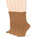 Womens Cotton Dress Crew Socks, Golden Brown, Medium 9-11, 4 Pack