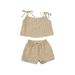 Ma&Baby 2PCS Baby Girls Summer Outfits Sleeveless Plaid Camisole Shorts