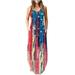 Tuscom Summer Maxi Dress for Women Independence Day Long Dress with Pockets American Flag Print Sundress 4th of July Patriotic Madi Dress Casual Spring Dress