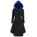 Mnycxen Women Plus Size Asymmetric Fleece Hooded Single Breasted Long Drap Buttons Coat