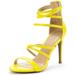 Dream Pairs Womens Heeled Strappy Sandals Dress Shoes Open Toe Ankle Back Zipper Sandals Show Yellow/Pu Size 9.5