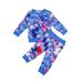 Xingqing Baby Boys Girls Tie-dye Printed Tops Pants Cotton Blue 0-6 Months