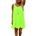 Sleeveless Beach Dress for Women Summer Casual Loose Mesh Short Dress Solid Color Tank Tunic Dress Sundress