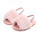 Faux Fur Baby Shoes Summer Cute Girls Soft Sole Shoes Plush Slide Sandal Infant First Walkers Anti-slip Walking Shoes