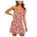 Follure Women Sexy V Neck Sleeveless Boho Floral Dress Summer Beach Holiday Sundress,summer dresses for women