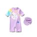 UKAP Children Kids Baby Girls Swimsuit Toddler One-Piece Bathing Suit Swimwear with Cap Two Pieces Set Cute Long Sleeve Swimming Suit Cartoon Swimming Costumes Summer Beachwear