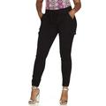 V.I.P.JEANS CG Collection Cargo High Waisted Jogger Skinny Drawstring Black Twill Plus Size 1XL