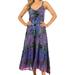 Sakkas Adela Women's Tie Dye Embroidered Adjustable Spaghetti Straps Long Dress - Purple - S/M