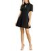 Allegra K Women's Work Office Fit and Flare Mini Turndown Collared Keyhole Dress