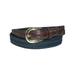 Size 42 Mens Cotton with Leather Trim Braided Belt, Navy