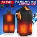 USB Winter Heated Warm Lightweight Men Women Electric Heated Waistcoat Washable Heated Vest Coat Jacket Fast Warm-Up 3 Speed Heating With Pocket XL (Mobile Power Not Included)