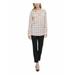 CALVIN KLEIN Womens Beige Pocketed Windowpane Plaid Long Sleeve V Neck Tunic Top Size S