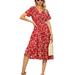 Colisha V-neck Dress for Womens Cute Floral Printed Flowy Mini Dress Casual Short Sleeve Dresses Dress