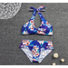Women Two-piece Bikini Set, Floral Printed Pattern V-neck Top and Shorts