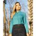 32" Long Teal Blouse Teal Green Dress Top Premium Fabric Tunic [CY-769] BUST SIZE=46" / 2X / 20W