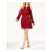 RACHEL ZOE Womens Burgundy Cold Shoulder Metallic Crinkle Long Sleeve Keyhole Above The Knee A-Line Party Dress Size: XS