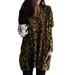 Plus Size Leopard Print Baggy Long Sleeve Tunic Blouse Tops Shirt For Women Long Casual Loose Pocket Shirt Dress Ladies Autumn Winter Pullover V-Neck Kaftan Tunic Long Tops Shirt Size S-5XL