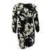 Ralph Lauren Women's Floral-Print Peasant-Sleeve Crepe Dress(14, Black/White)