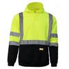 Men's ANSI Class 3 High Visibility Sweatshirt, Hooded Pullover, Black Bottom - Lime / XXX-Large