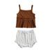 ZIYIXIN Newborn Baby Girls 2-piece Outfit Set Solid Color Tank Top and Shorts Set for Kids Girls