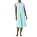 AmeriMark Women's Embroidered Knit Night Gown - Long Partial Button Front Dress