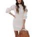 Women Winter High Collar Bodycon Slim Knitted Sweater Dress Ladies Long Sleeve Short Dress