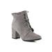 Dressy Ruffled Lace Up Women's Chunky Heel Booties in Grey