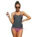 AIKEJANI Swimsuits for Women Two Piece Bathing Suits Sporty Tankini Top with Panty Swimsuit Bathing Suit Swimwear(Gray)XL