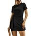 Womenâ€™s Short Sleeve Summer Mini Dress Casual Crew Neck Ruched Bodycon Short Mini Dress T Shirt Dresses