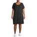 Terra & Sky Women's Plus Size Ruched Short Sleeve Printed T-Shirt Dress