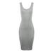 A2Y Women's Ribbed Knit Sleeveless Scoop Neck Midi Bodycon Dress Heather Grey S