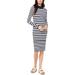 Michael Kors Womens Striped Mock-Neck Sweater Dress