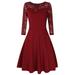 VeryAnn Women A Line Cocktail Dress Empire Lace Fit and Flare Dress Color:Red wine Size:XXL