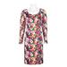 Betsey Johnson Scoop Neck Long Sleeve Zipper Back Floral Print Scuba Dress-NAVY MULTI