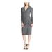 RALPH LAUREN Womens Gray Long Sleeve V Neck Midi Wear To Work Dress Size 10P