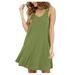 Tailored Women Casual Solid O-Neck Swing Sleeveless T-Shirt Loose Camis Dress