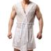 Avamo Mens Hooded Mesh Bathrobe Hooded Sleeveless Open Front Sleepwear Pajamas