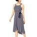 Maison Jules Hi-Low Striped Tie Waist Dress Blue Blue