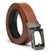 Mark Fred Leather Belts for Men Ratchet Dress Cognac Belt Custom Fit, Automatic Belt Buckle, No Holes