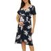 Pregnant Women Maternity Nursing V Neck Casual Summer Short Sleeves Floral Dress